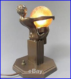 Art Deco Lamp » Art Deco Signed FRANKART Nude Figural Lamp 
