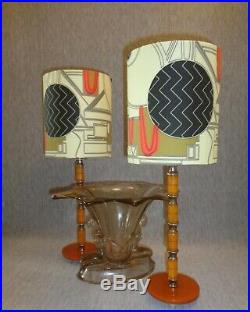 0846 G. F. Clarice Cliff Pair of Art Deco Bakelite Lamps