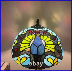12 inch desk lamp Peacock Maple Leaf Tiffany Glass Desk Light Table Lamp Fixture