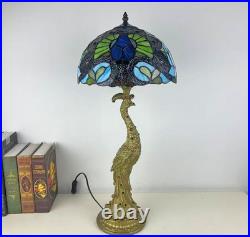 12 inch desk lamp Peacock Maple Leaf Tiffany Glass Desk Light Table Lamp Fixture