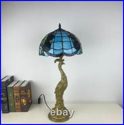 12 inch desk lamp Peacock Maple Leaf Tiffany Glass Desk Light Table Lamp Fixture