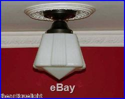 157 1 of 2 Vintage antique aRT DEco Ceiling Light Glass Lamp Fixture
