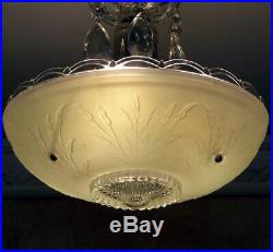 158b Vintage antique arT Deco Ceiling Light Lamp Fixture Jadeite Hall Bath Entry