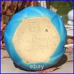 15 Van Briggle Turquoise Lamp w Original Butterfly and Flower Shade