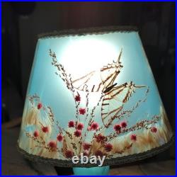 15 Van Briggle Turquoise Lamp w Original Butterfly and Flower Shade