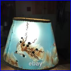 15 Van Briggle Turquoise Lamp w Original Butterfly and Flower Shade