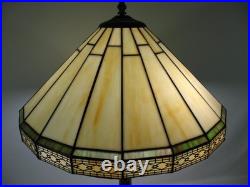 16 1/2 TIFFANY STYLE STAINED GLASS ART DECO MISSION FILIGREE Table LAMP SHADE