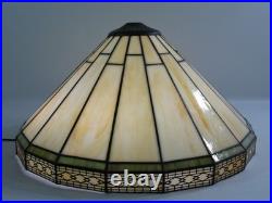 16 1/2 TIFFANY STYLE STAINED GLASS ART DECO MISSION FILIGREE Table LAMP SHADE