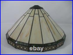 16 1/2 TIFFANY STYLE STAINED GLASS ART DECO MISSION FILIGREE Table LAMP SHADE