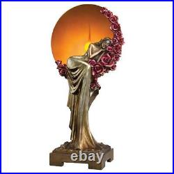18 Art Deco Maiden Laying on a bed of Roses Lighted Sculptural Soft Lamp