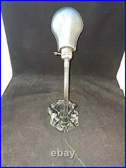 1920-30s ART DECO Cast Iron Nude Mermaids Lamp