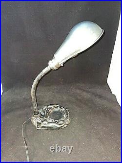 1920-30s ART DECO Cast Iron Nude Mermaids Lamp