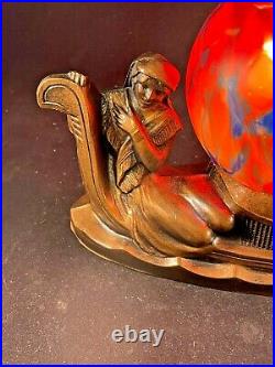 1920-30s ART DECO Cast Metal Boudoir Gondola Lamp