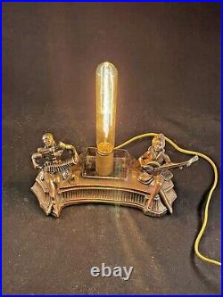 1920-30s ART DECO Cast Metal Boudoir Musicians Lamp