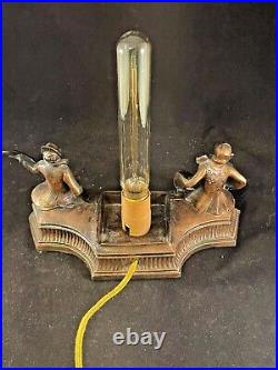1920-30s ART DECO Cast Metal Boudoir Musicians Lamp