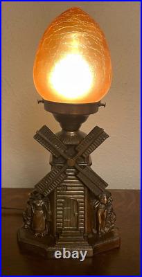1920-30s ART DECO castmetal boudoir windmill Lamp