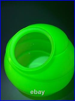 1920 Loetz Art Deco Vaseline Uranium Glass Lamp Shade Globe Ball Ribbed Diagonal