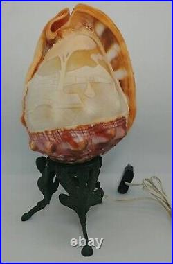 1920's Antique Vintage Italian Hand Carved Cameo Shell Lamp EUC (LL)