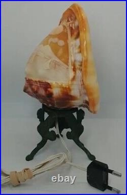 1920's Antique Vintage Italian Hand Carved Cameo Shell Lamp EUC (LL)