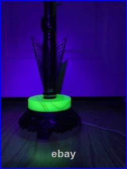 1920's Art Deco Uranium Glass Table Lamp