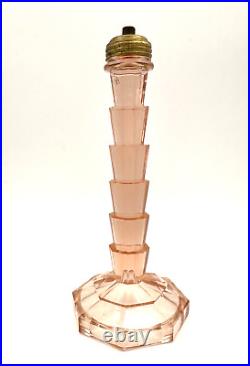 1920's Indiana Pink Depression Glass Art Deco 9 Lamp Base Tea Room Pattern