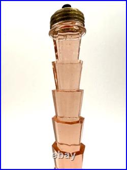 1920's Indiana Pink Depression Glass Art Deco 9 Lamp Base Tea Room Pattern