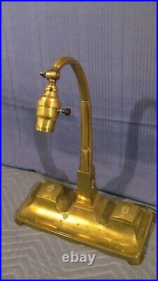 1920's Solid Brass Gooseneck Desk Lamp