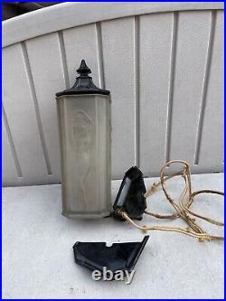 1920's Tiffin Art Deco Frosted Satin Art Glass Nude Female Figural Lamp 14 Tall