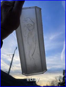 1920's Tiffin Art Deco Frosted Satin Art Glass Nude Female Figural Lamp 14 Tall