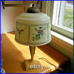 1920s ALL ORIGINAL ART DECO TABLE LAMP WITH HAND PAINTED SHADE WORKING CONDITION