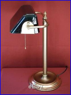 1920s ART DECO BANKERS LAMP With VERDELITE GREEN CASED GLASS SHADE