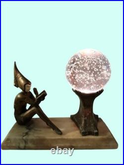 1920s Amazing condition J. B. Hirsch Gerdago Art Deco Pixie Lamp glass Bubble