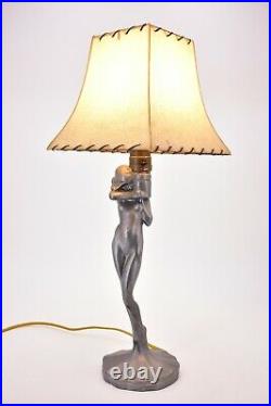 1920s Antique Vintage True Art Deco Nude Woman Girl Lamp Shade Frankart Style
