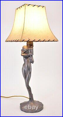 1920s Antique Vintage True Art Deco Nude Woman Girl Lamp Shade Frankart Style
