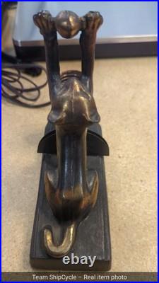 1920s Art Deco Frankart Cat Lamp Cast Iron Bronze G2U