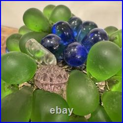 1920s Czech Art Deco Brass and Glass Beaded Fruit Basket Illuminant Lamp WORKS