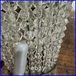 1920s Czech Art Deco Brass and Glass Beaded Fruit Basket Illuminant Lamp WORKS
