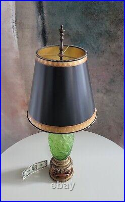 1920s R LALIQUE Art Deco Lamp Green Ronces VASE