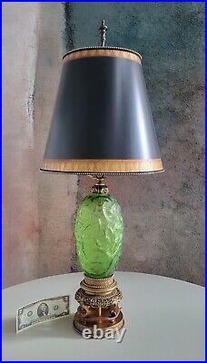 1920s R LALIQUE Art Deco Lamp Green Ronces VASE