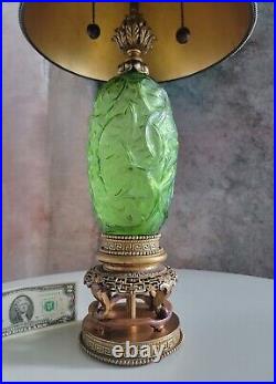 1920s R LALIQUE Art Deco Lamp Green Ronces VASE