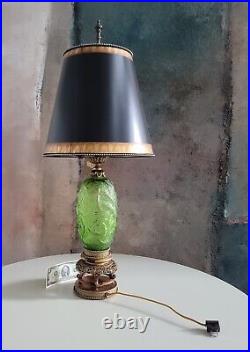 1920s R LALIQUE Art Deco Lamp Green Ronces VASE