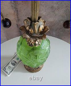 1920s R LALIQUE Art Deco Lamp Green Ronces VASE