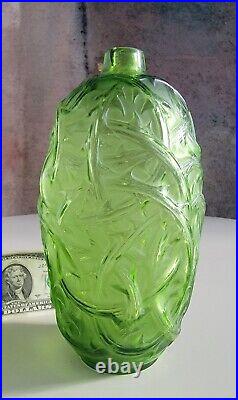 1920s R LALIQUE Art Deco Lamp Green Ronces VASE