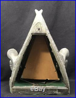 1920s Spelter Metal Teepee Lamp with Two Seated Chiefs Native American Art Deco