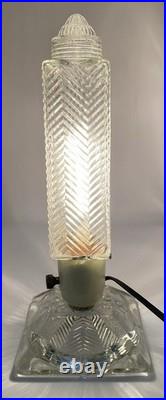 1930-1940 Art Deco Bullet Torpedo Skyscraper Table Lamp Chevron Pattern WORKS