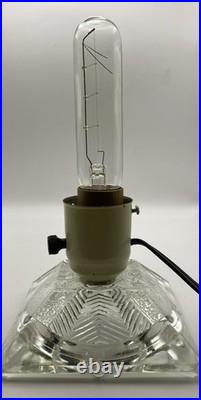 1930-1940 Art Deco Bullet Torpedo Skyscraper Table Lamp Chevron Pattern WORKS