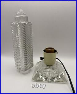 1930-1940 Art Deco Bullet Torpedo Skyscraper Table Lamp Chevron Pattern WORKS