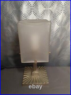 1930 Art Deco Bronze Nickel Plated Glass Day Shoe Lamp