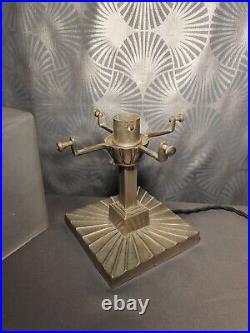 1930 Art Deco Bronze Nickel Plated Glass Day Shoe Lamp