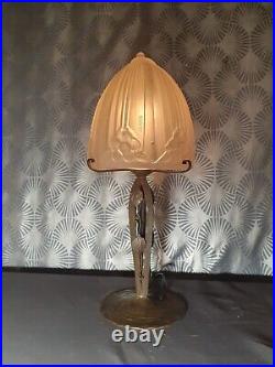 1930 SONOVER Wrought Iron Mushroom Lamp & Glass Dome Day Shoe